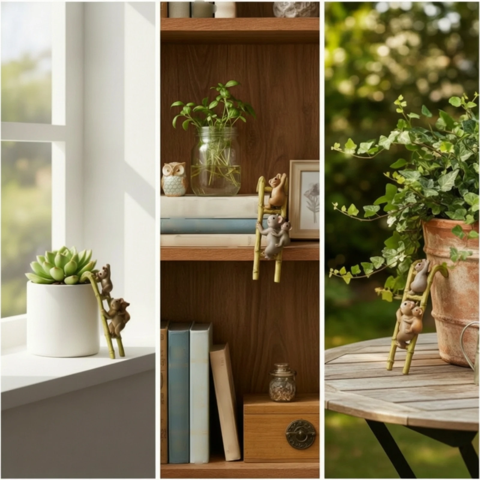 

2 Pieces Koala Figurine with Ladder Miniature Koala Figurine Model Figure Versatile Garden Statue Adorable for Plant Lovers