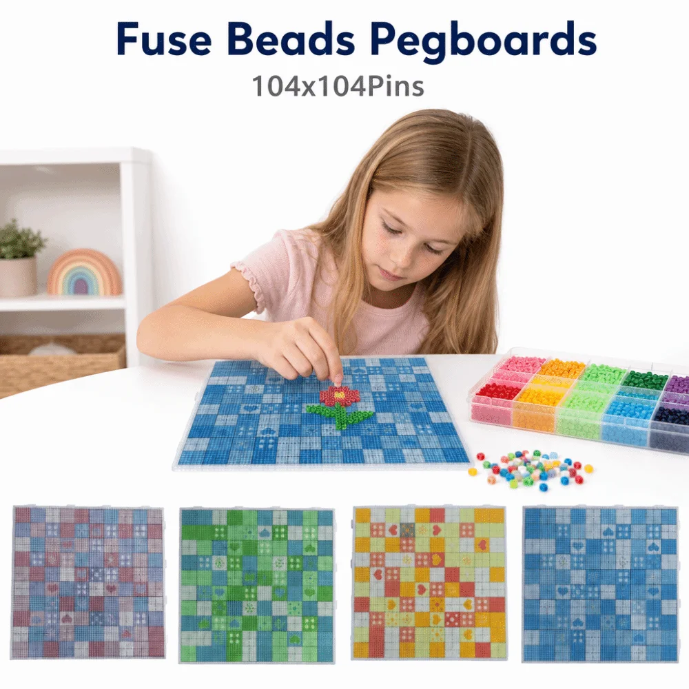 78x78/104x104Pins Fuse Beads Pegboards Heart Heat Resistant Hama Beads Pegboards Grid Design 2.6mm Beads Perler Beads Boards