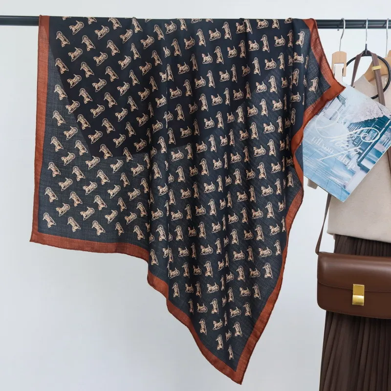 Silk Wool Blend Scarf Luxury Designer Shawl Hand-rolled Edges Bandanas Pashmina Winter Clothing Accessories 105CM 105CM
