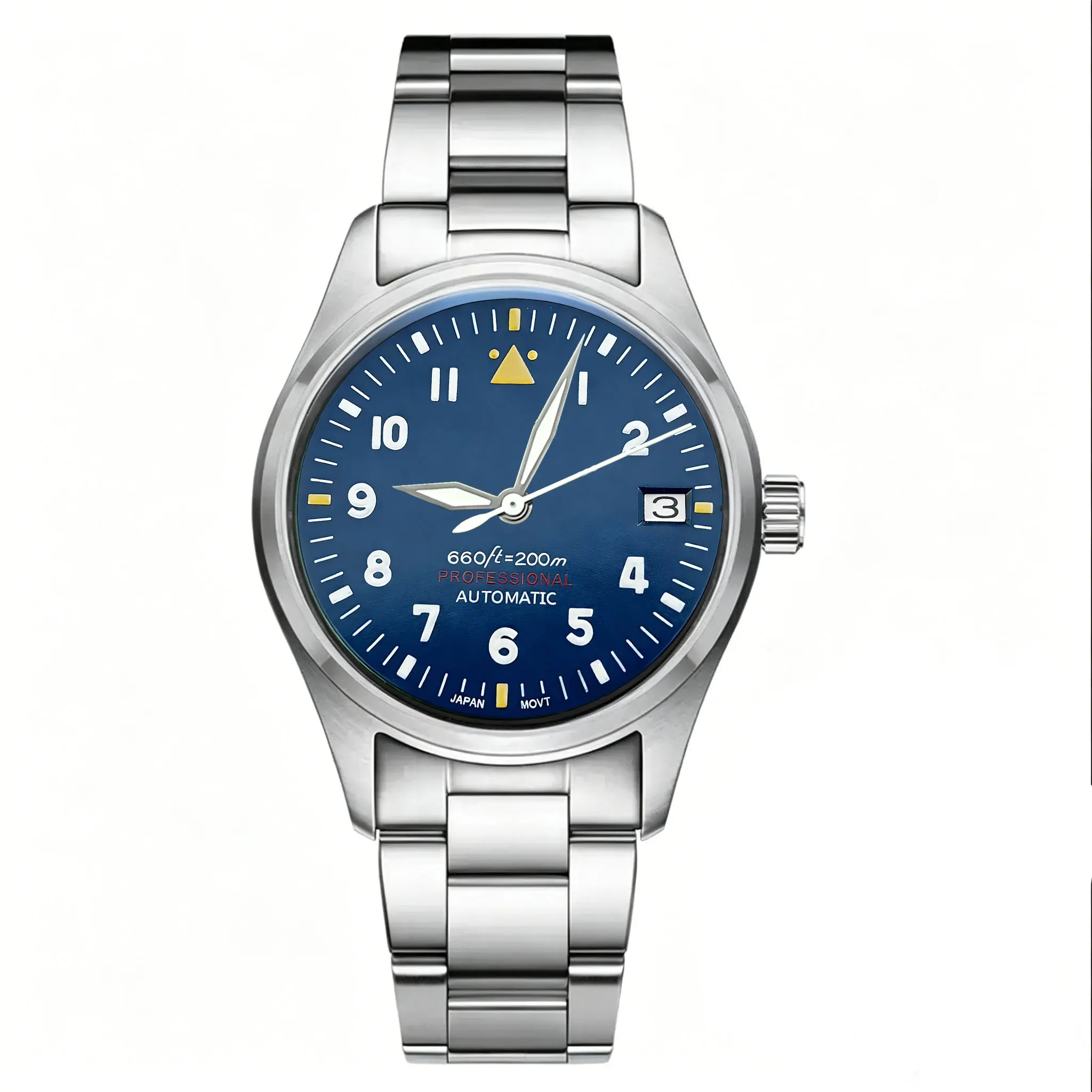 Custom LOGO 36mm 39mm Pilot Watch Men NH35 Automatic Mechanical Watches Blue Black Dial Sapphire 100m Waterproof Wristwatch view 5