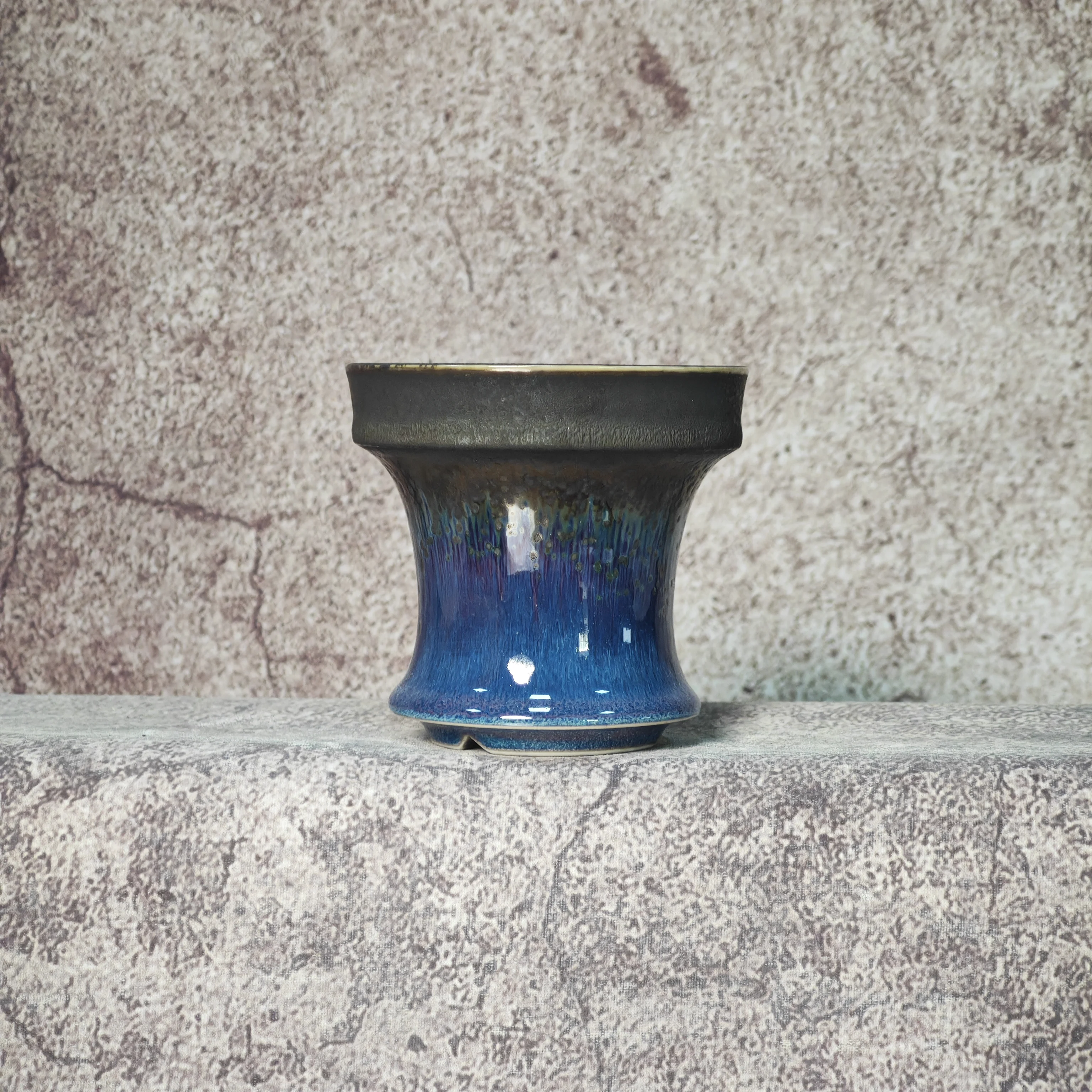 Handmade Kiln Glaze Drip Ceramic Planter, Waist-shaped Caudex Pot, Succulent Agave Dioscorea Elephantipes Cactus Plant Po