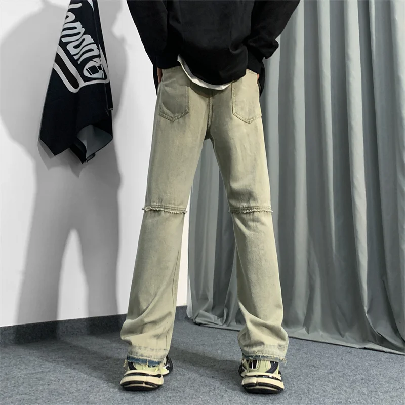 

Trendy Yellow Mud Color Men's Jeans Straight Leg Wide Leg Workwear Casual Fashion High Street Design Spring Autumn Style