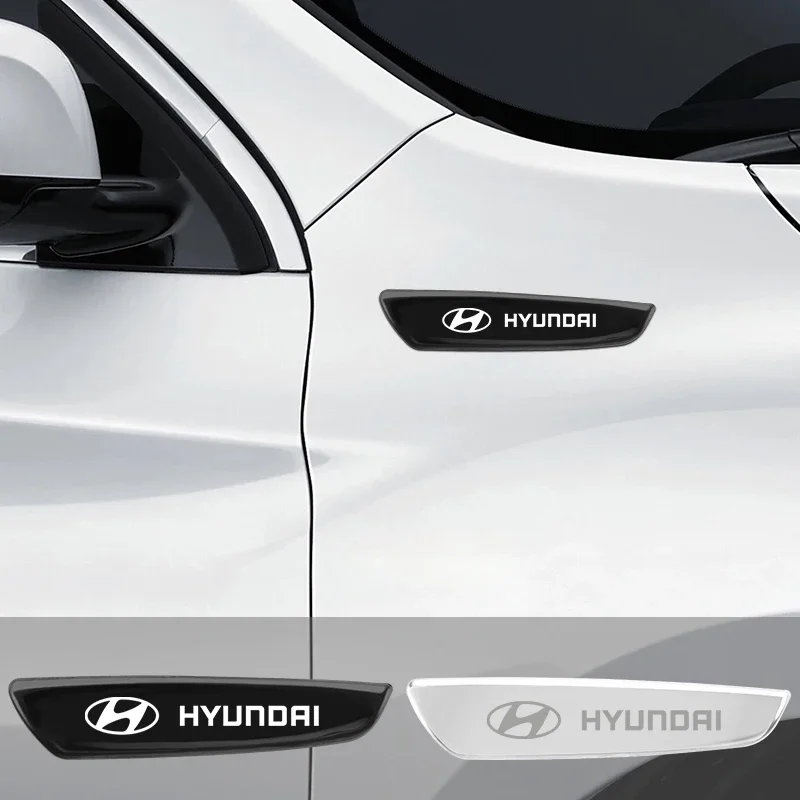 2pcs Metal Emblem Badge Car Fender Side Sticker For Hyundai Tucson Accent Elantra Santa fe Sonata I20 I30 I40 ix25 ix35 Solaris