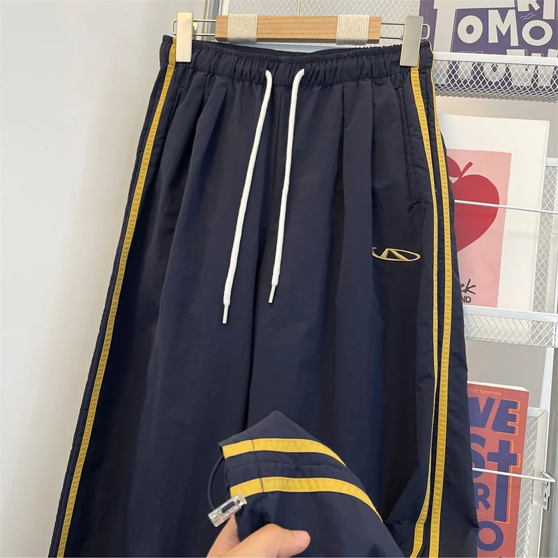 

American Street Sle Color Blo Casual Sweatpants Men's Trendy Drapey Jaet Loose Summer Thin Straight Leg Pants