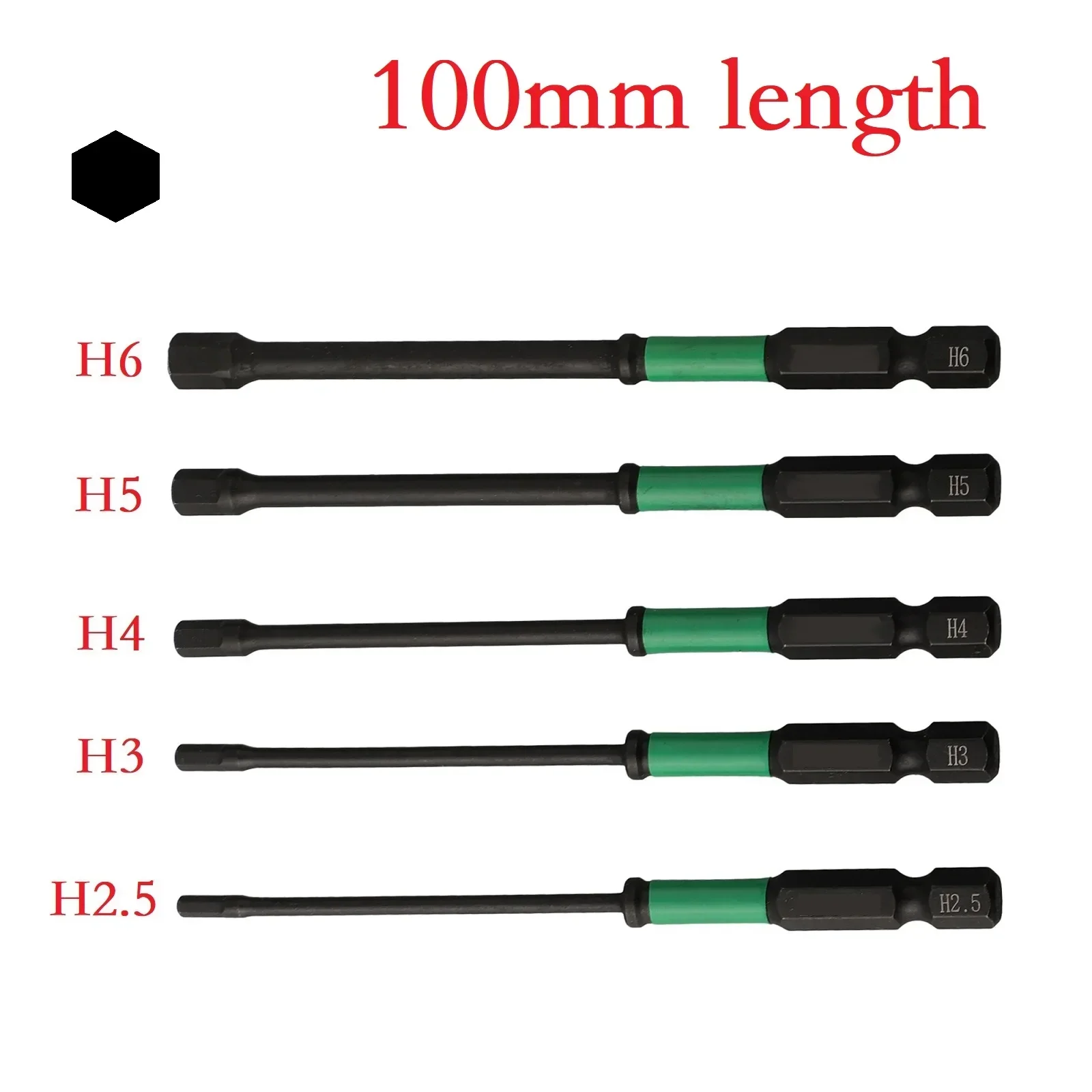 Broca de destornillador hexagonal de 1/4 pulgadas, taladro eléctrico de cambio rápido, 100mm de longitud, llave de cabeza hexagonal, juego de brocas, herramientas manuales