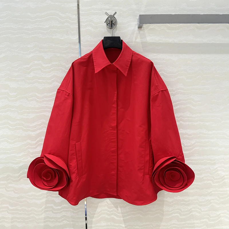 Blouses for Women Fashion 2024 New Outerwear Rose Sleeve Loose Blouse Top Women Jackets Luxury Brand* Y2k Women's Clothing