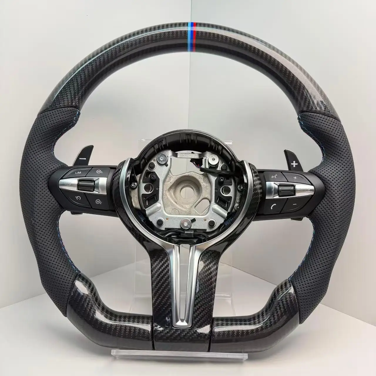 

For Leather 4 Spokes Carbon Fiber Sports Steering Wheel 390mm 5 (G30 F90) for Cars