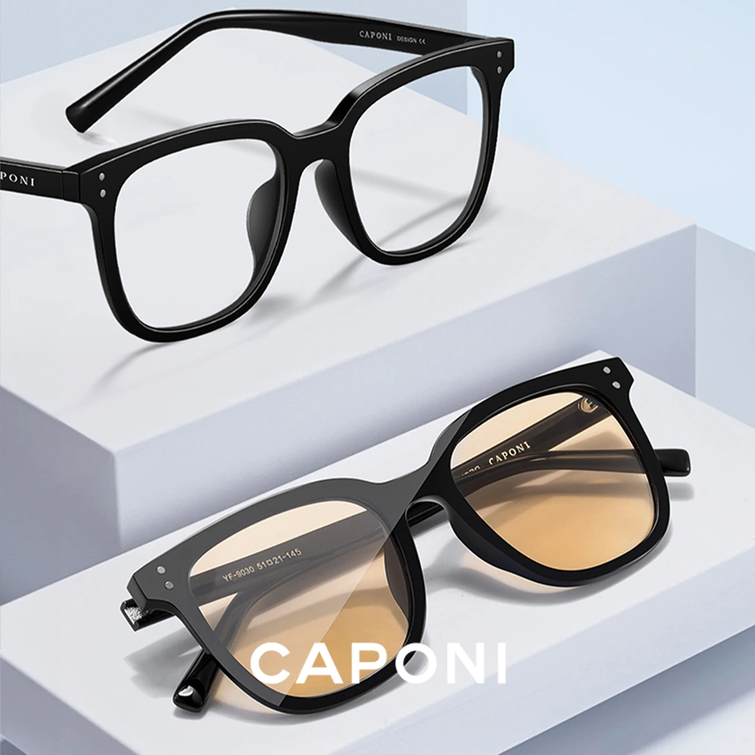 CAPONI Polarized TR-90 Frame Glasses Women Clear Glasses Anti Blue Ray Eyeglasses Available For Customize Prescripiton BR09030