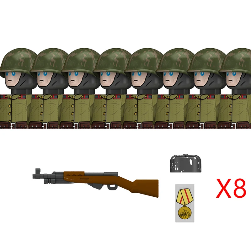 Militär WW2 Russland Soldaten Figuren Bausteine Armee Infanterie Sowjetunion Krieger Offizier Militär Waffen Ziegel Spielzeug Kind