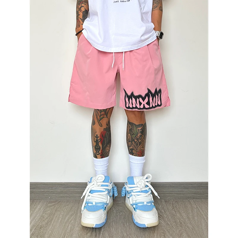 

Pink Men's Summer Thin Five-Point Casual Pants Qui-Drng Spor Straight Leg Mid-Length Breathable Comfortable Faionable