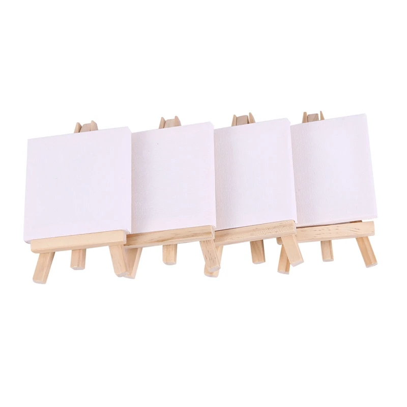 120Set Artists 5 Inch Mini Easel +3 Inch X3 Inch Mini Canvas Set Painting Craft DIY Drawing Small Table Easel Gift