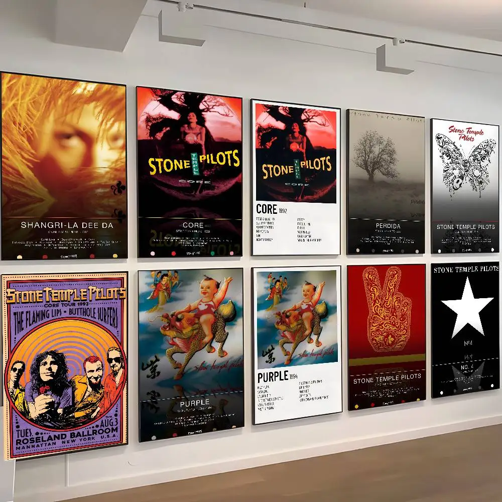 Póster de piloto del templo de la banda de Pop Rock S-Stone, arte autoadhesivo para entrada de habitación, restaurante, decoración de pared, pintura artística