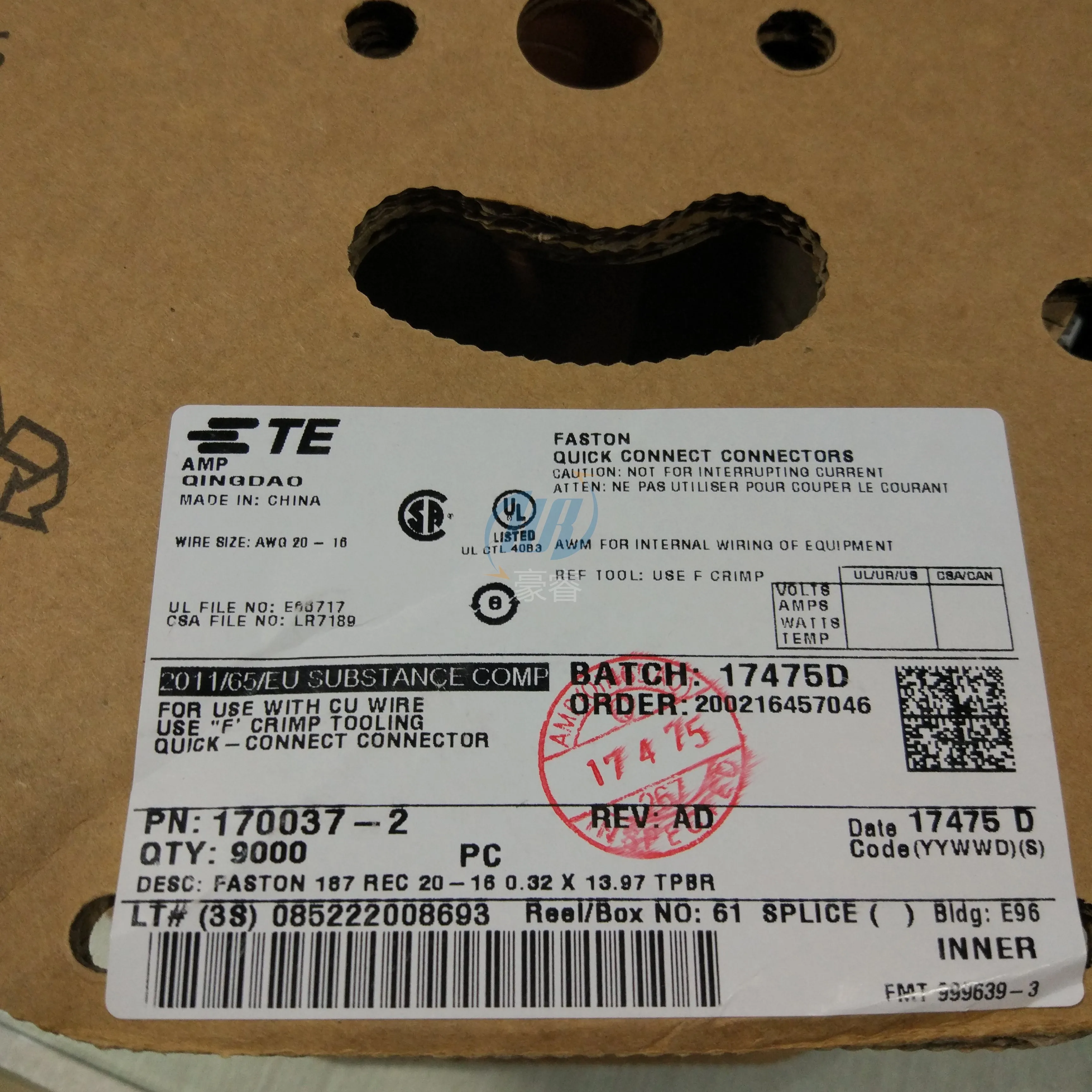 100PCS 170037-2 Original connector come from TE