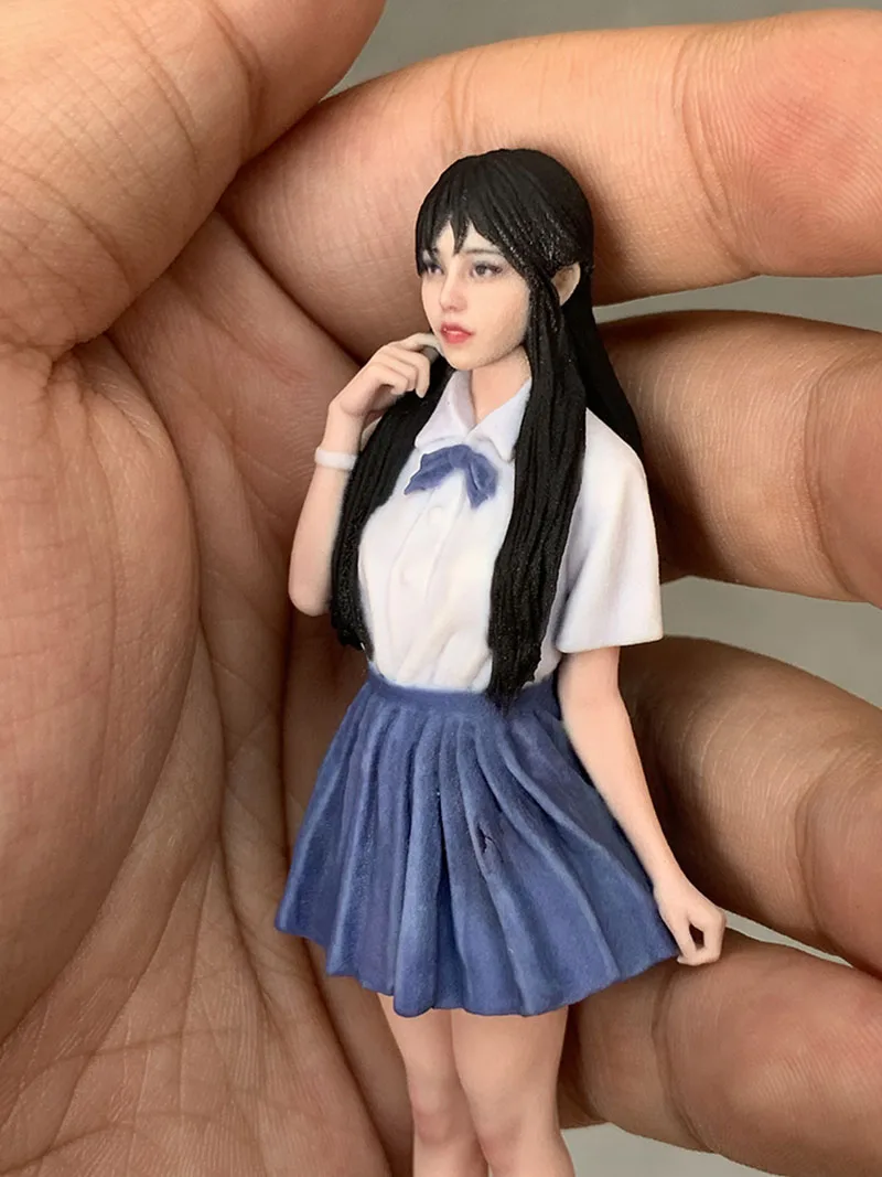 

3D Printed 1/12 1/16 1/18 Scale Long Hair School Girl in JK Suit Figure Model Miniature Desktop Ornament Photography Props
