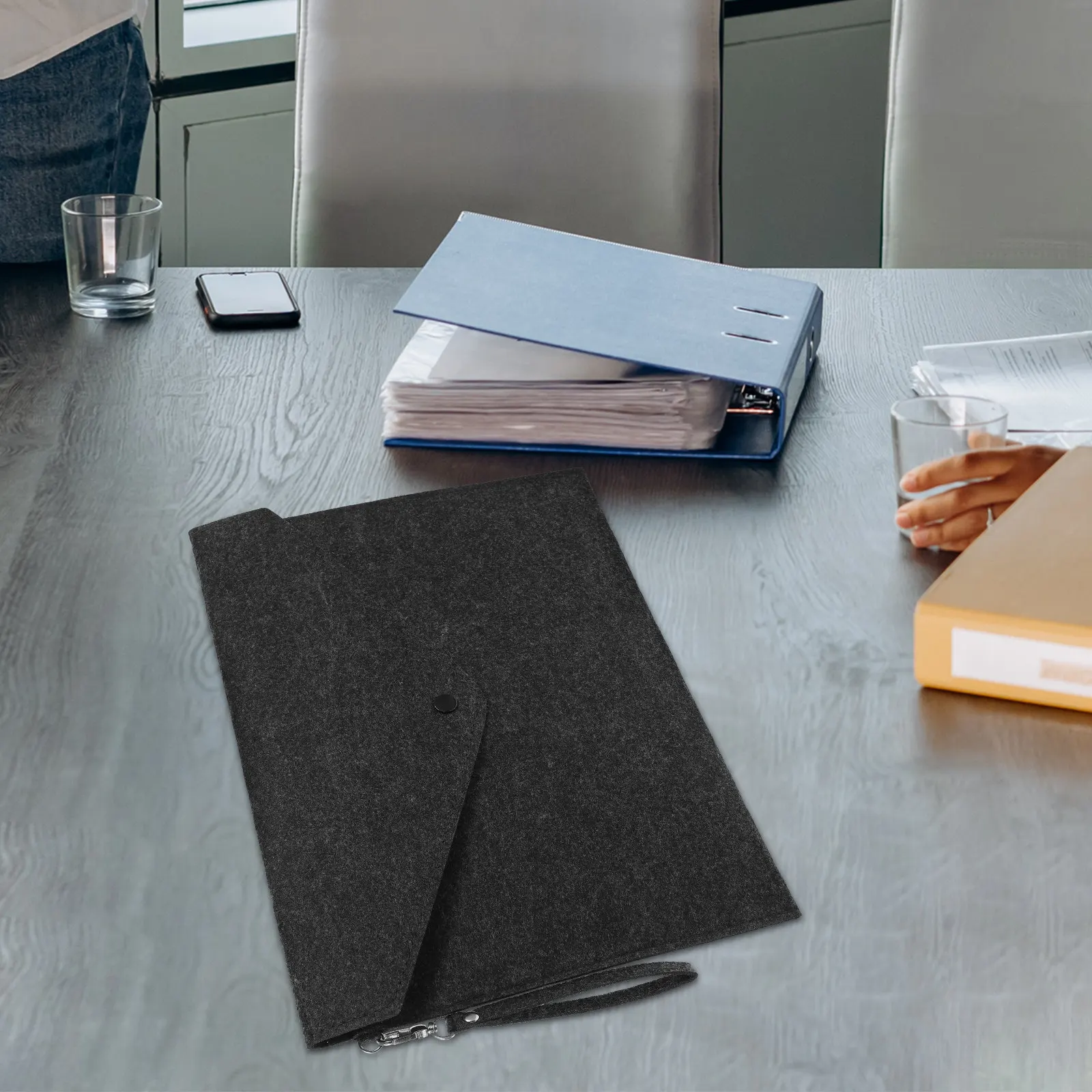 4pcs-luxury-design-a4-felt-folder-environmentally-friendly-tear-resistant-snap-closure-portable-briefcase-bag-loop-for-receipts