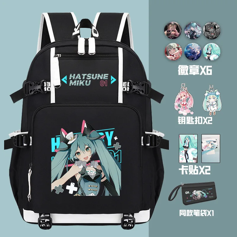 Hatsune Miku Girls Cartoon Creative School Bag Student Kids Large Capacity Kawaii Printing Backpack Anime Stationery Gift