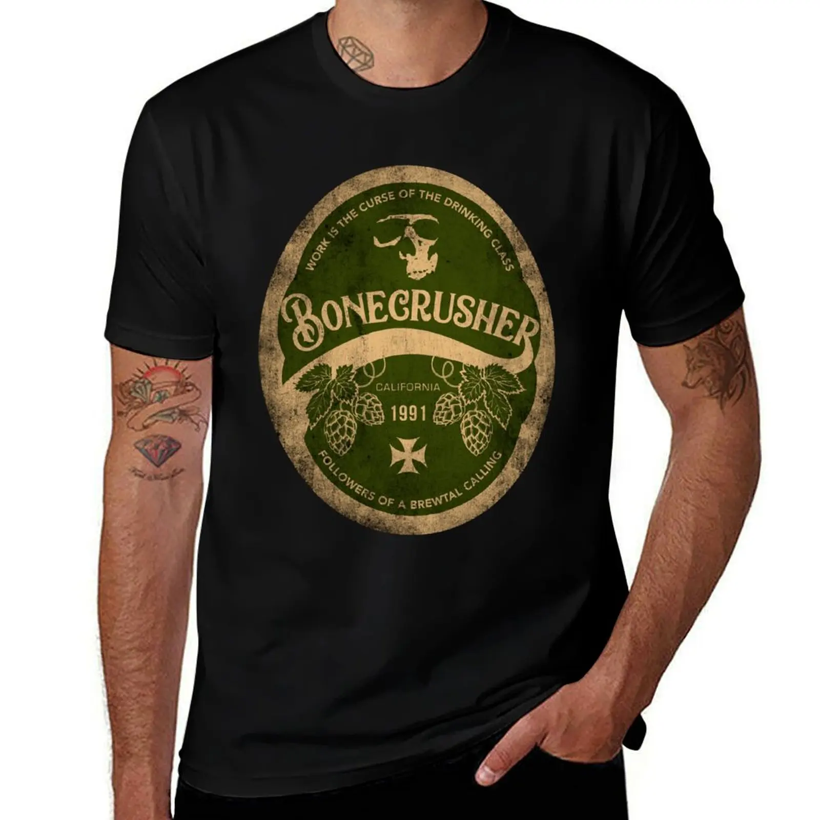

Bonecrusher Beer Label Classic T-Shirt cotton t shirts man 100% t shirts with prints T-Shirt