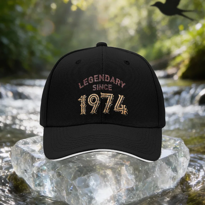 Legend 1974 Retro Number Cap - Unisex Adjustable Baseball Hat with Iconic 1974, Lightweight Suitable for Travel, Parties, Birthd