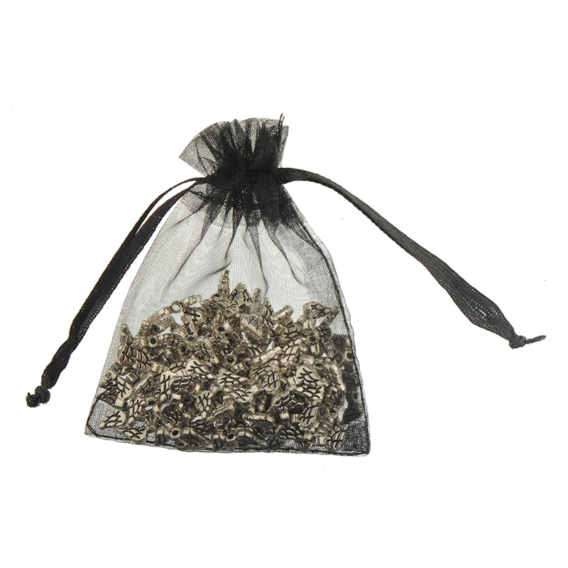 

50pcs Jewelery Display Bags Packaging Wedding Party Gift Black Samll Bag Organza Drawstring Lucency Handicrafts Decorations Pack
