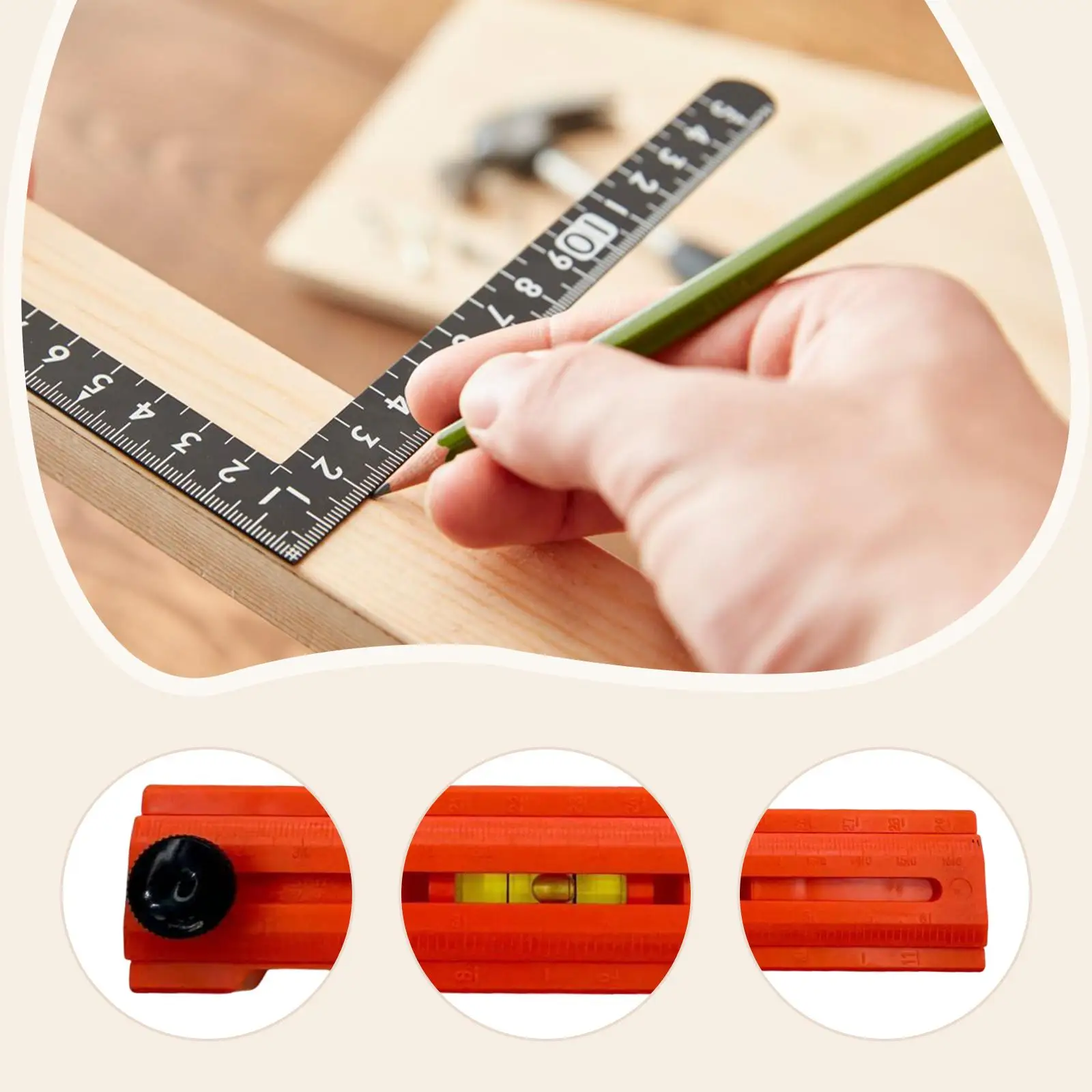 Woodworking Measuring Ruler Angle Ruler Precision Lightweight Accurate