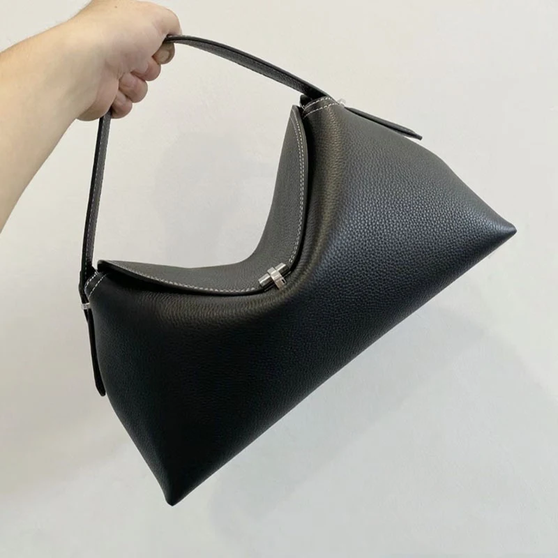 Bolso de mano de marca sueca para mujer, bolso de hombro de cuero de vaca con solapa, cerradura en forma de T grande, bolso de hombro de cuero