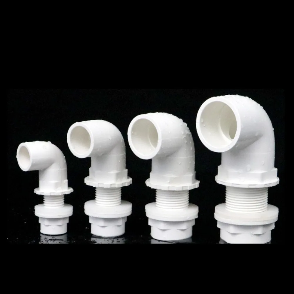 Water Inlet Outlet Supply Pipe DIY Drain Fittings I.D20~50mm PVC Aquarium 90° Elbow Drainage Connector Fish Tank Overflow Joints