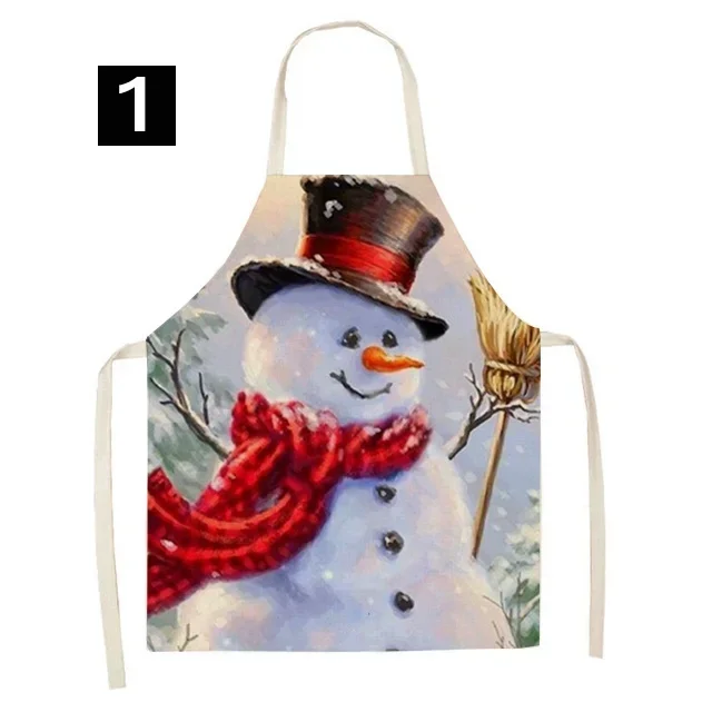 Christmas Pattern Sleeveless Apron Linen Kitchen Apron Women's Home Cooking Roasted Waist Bib Apron Barbacoa Tablier фартуки