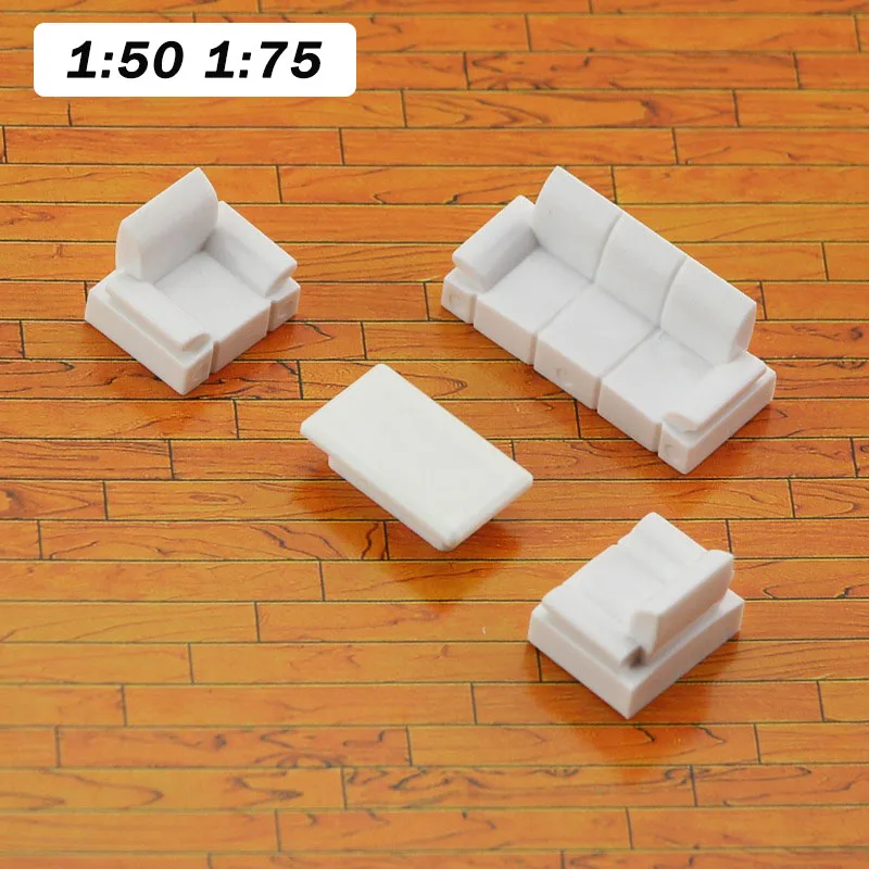 1:75 1:50 Simulation Miniature ABS Sofa Chairs Set Diy Model Making Indoor Toys Architecture Building Materials for Diorama 1SET