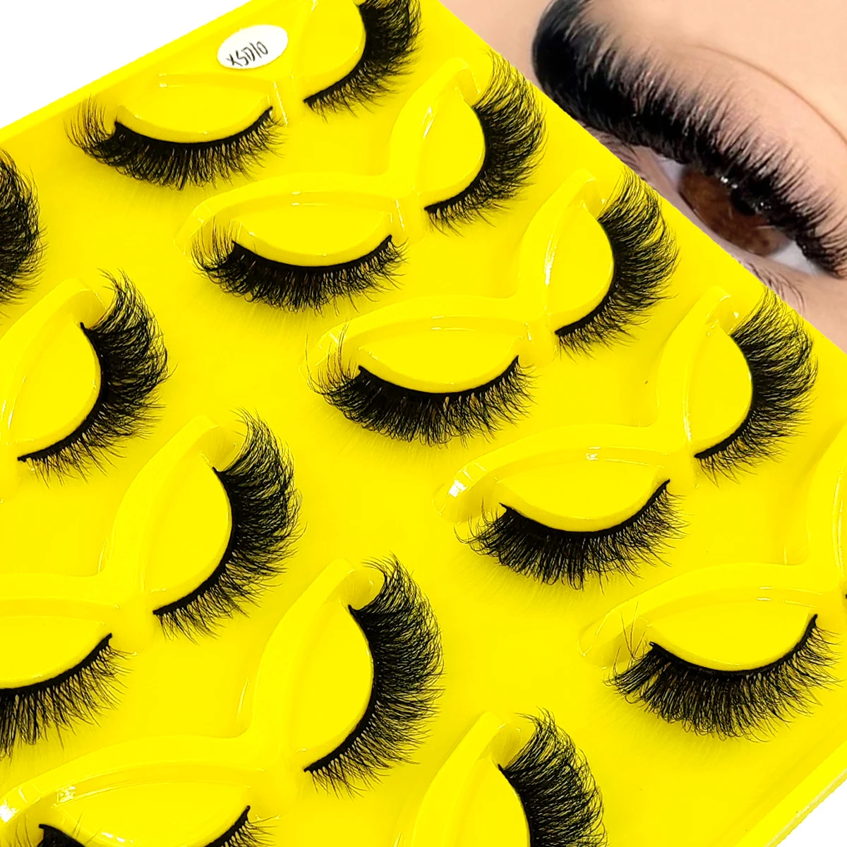 9/10 pairs of cat eye false eyelashes handmade crossed and messy 3D curled eyelashes naturally curled elongated and sexy eyelash