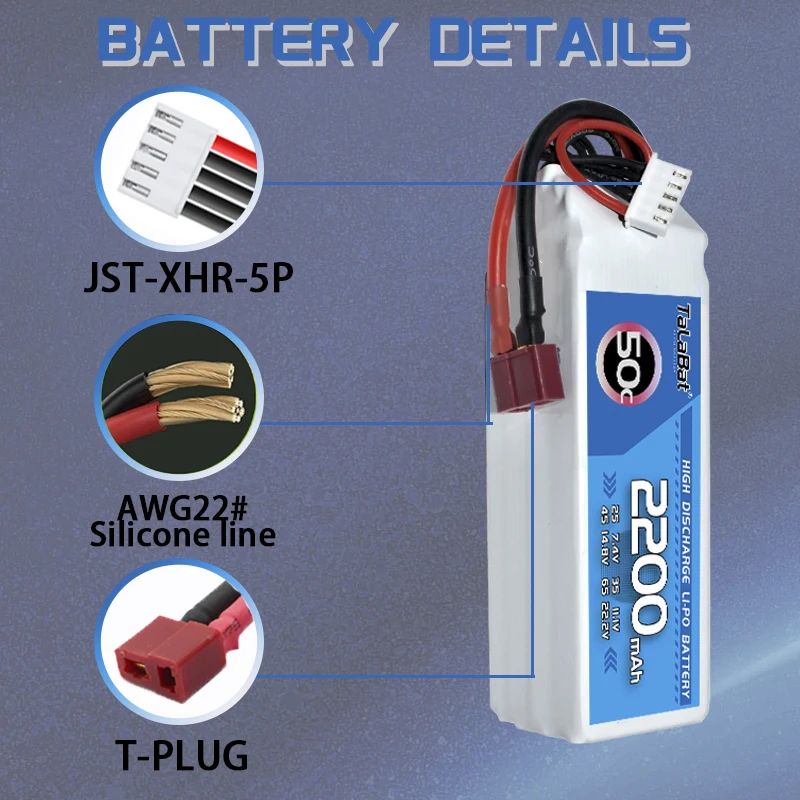 TalaBat 50C 2200mAh 14.8V Rechargeable Drones Lipo Battery For RC Helicopter Quadcopter FPV Racing Drone Parts With T/XT60 Plug
