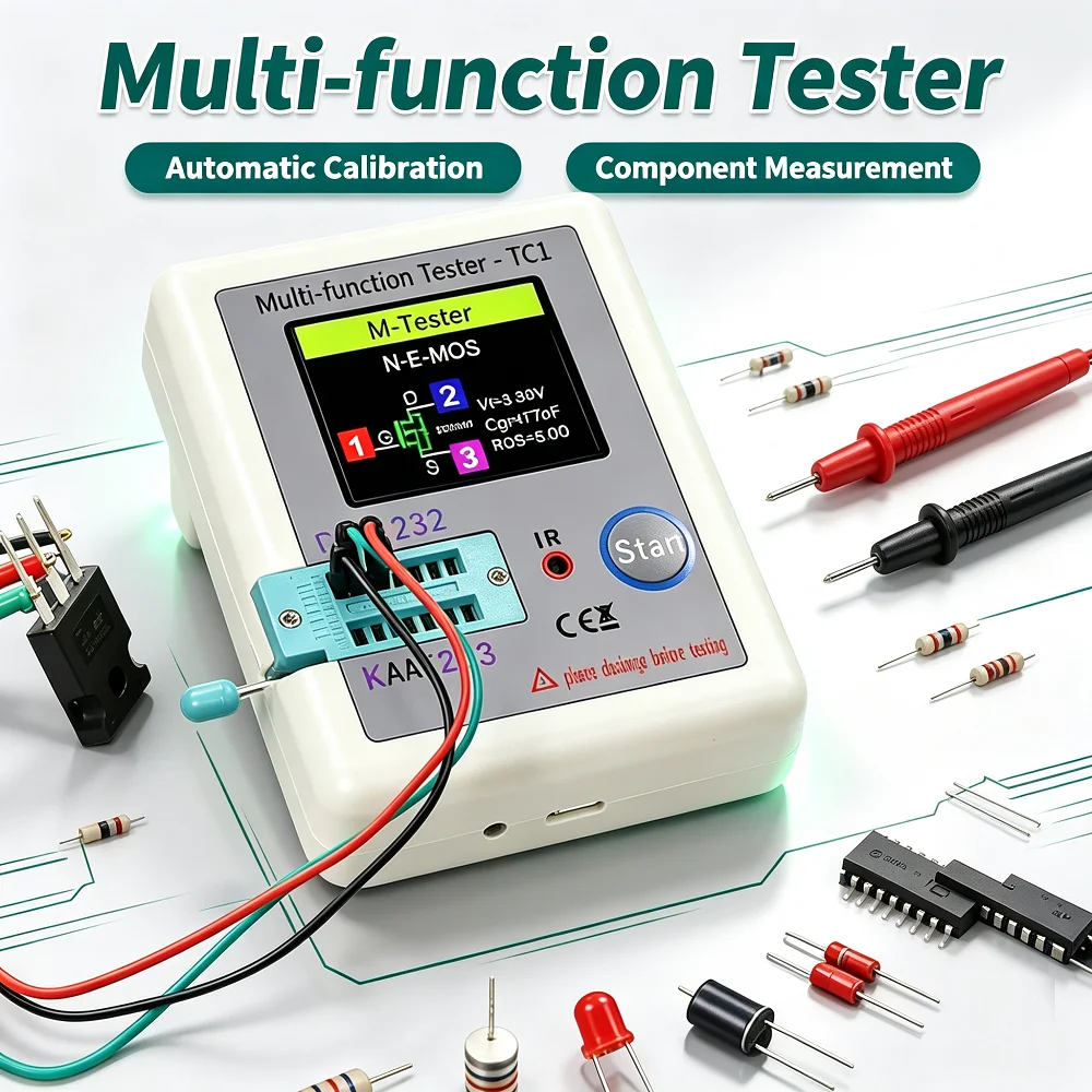 Handheld Electronic Component Tester Full Color Graphic Display Analyzer for Diodes, Triodes, Capacitors, DIY Electronics Repair