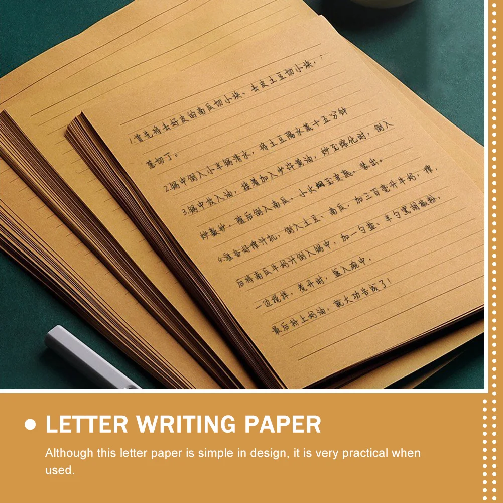 100 Sheets Kraft Paper A5 Letter Writing Message Reminding Papers Stationery Retro Write Student