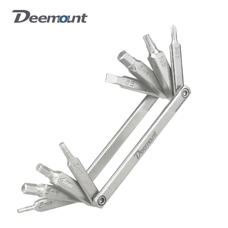 Deemount 8 in 1 Multi Tool Foldable Set CR-V Steel Hex Spoke Wrench Cross/Flat Spanner MTB Road Bicycle Screwdriver Repair Tool