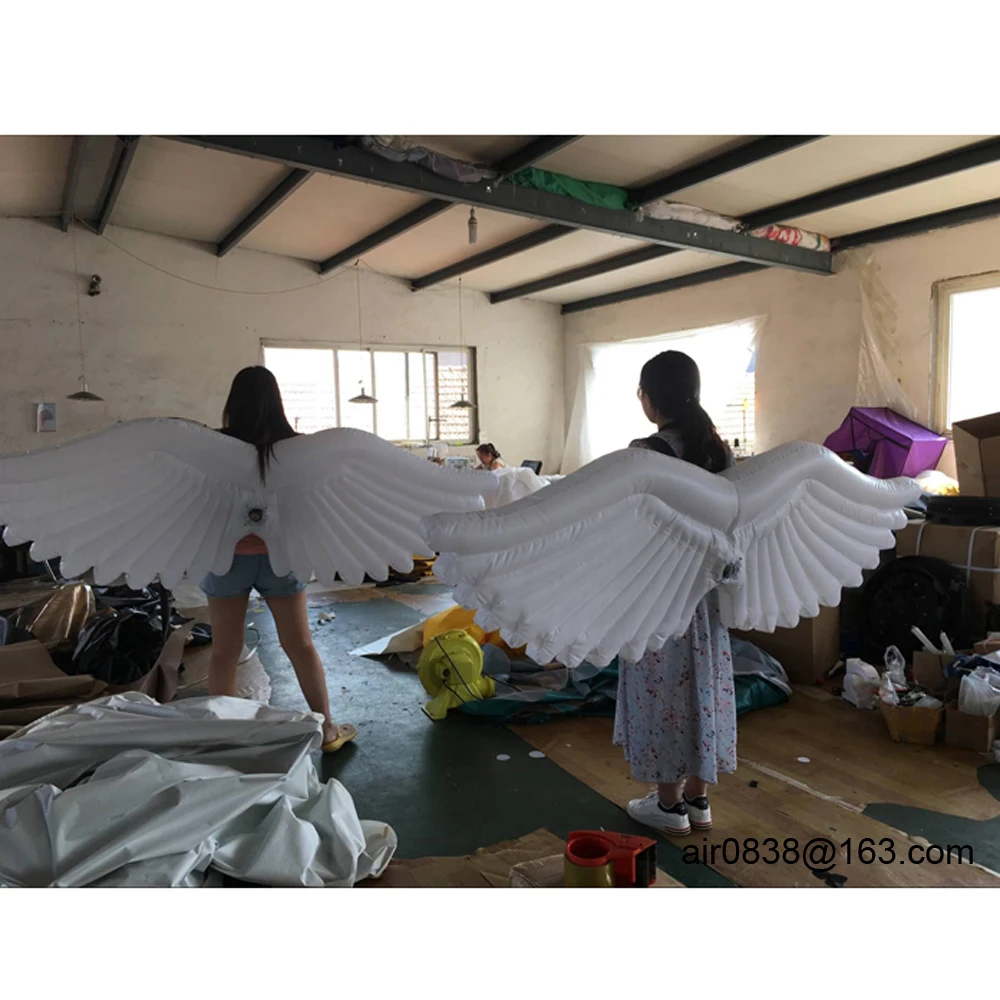 Carnival Fairy White Silver Gold Inflatable Angle Wing Costume Adults Performance Costume For Outdoor Parade Stage Display Props