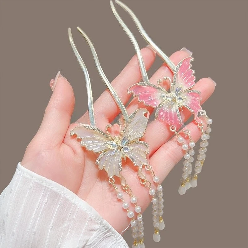 دبوس شعر مهدب جديد على الطراز الصيني، دبوس شعر راقي، دبوس شعر على شكل زهرة مشي مهدب على الطراز القديم. #4