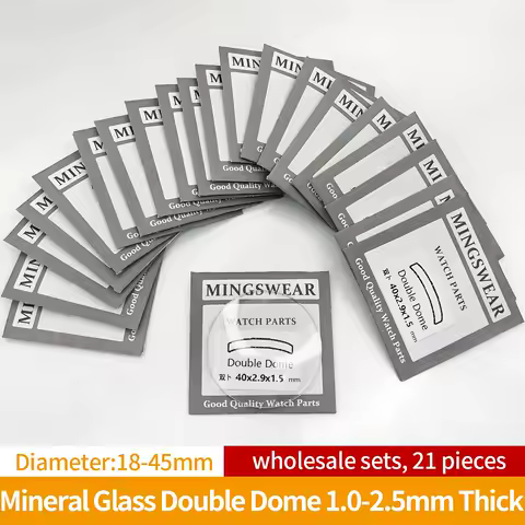 21 pcs Double Dome Mineral Glass Set Wholesale Domed 1.0 1.2 1.5 2.0 2.5mm Thick Front Crystal Watches Repair Shop Tools Parts