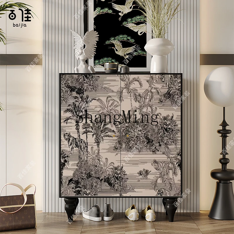 

CL home solid wood art shoe cabinet entrance multi-functional storage cabinet