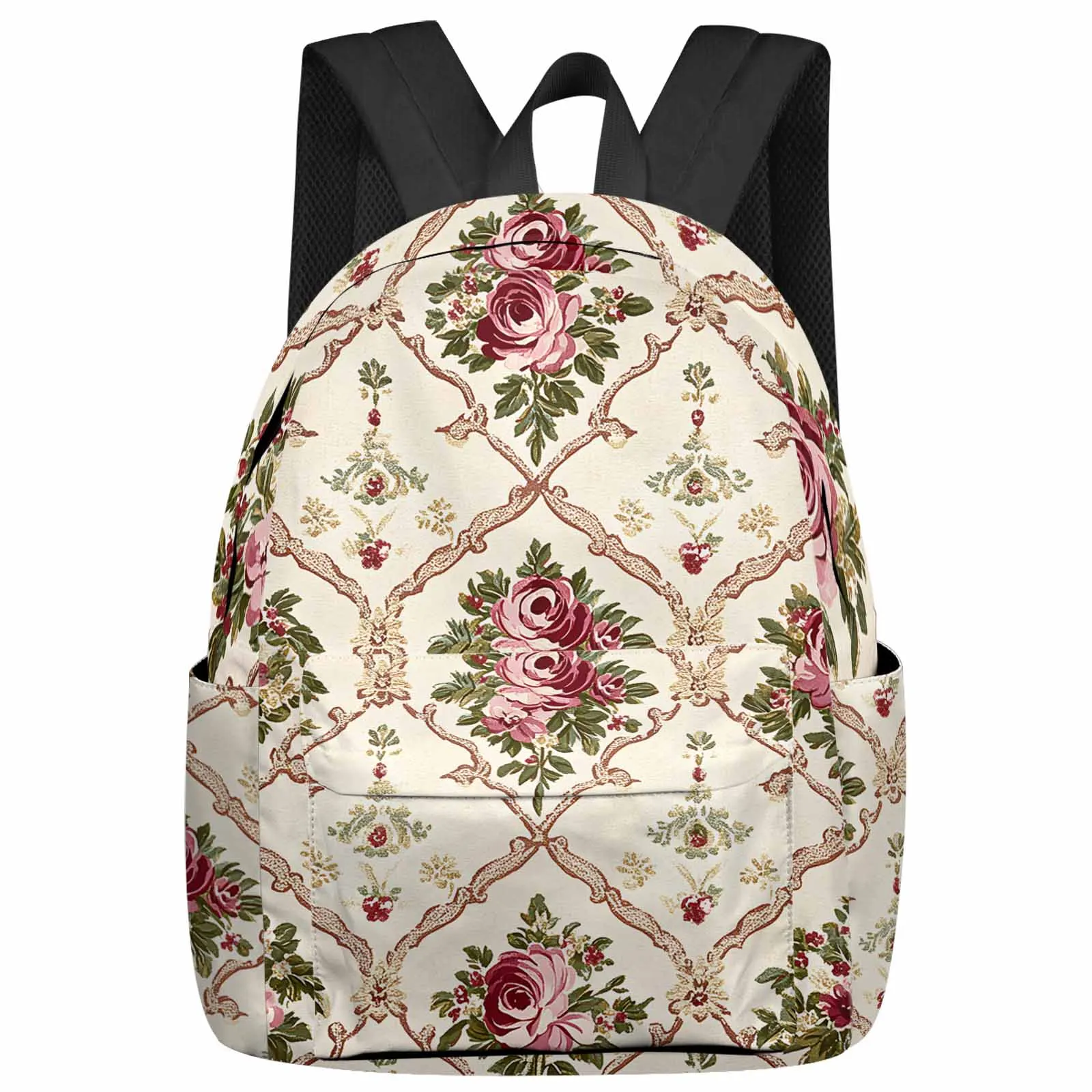 

Retro Geometric Rose Backpack School Bags for Teenagers Students Laptop Bag Women's Casual Travel Backpack