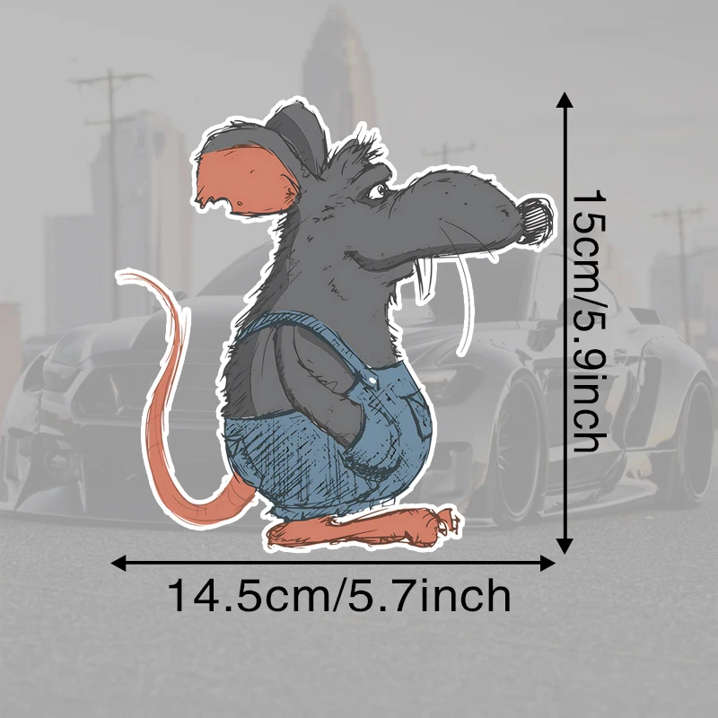 1pc Car Sticker Cute Cartoon Animal Rat, Bird, Dog, Wof, Sticker Waterproof - Perfect for Car, Laptop, and Window Decoration