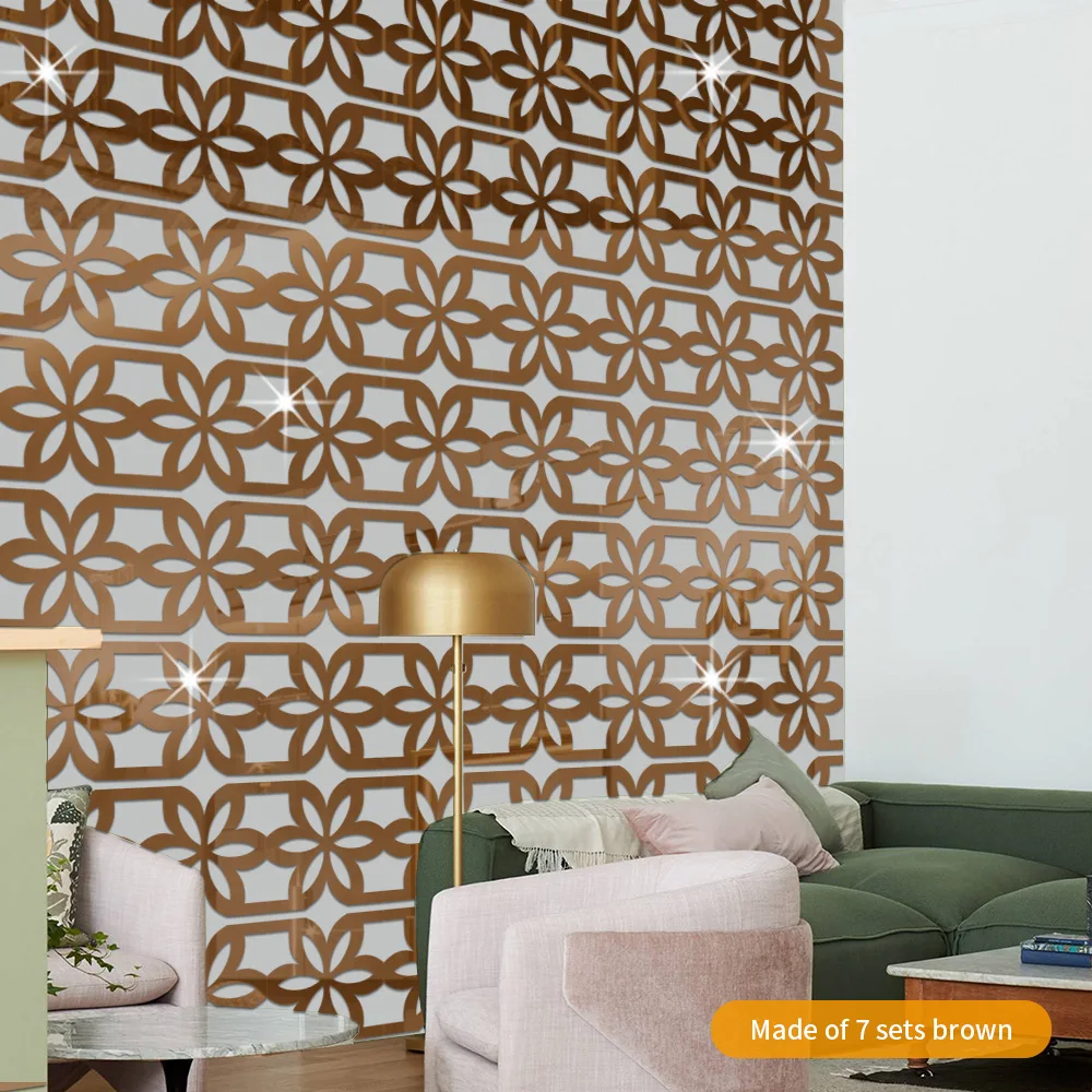 12 قطعة 27x27 سنتيمتر ملصقات للمرايا ، الاكريليك الوهم تصميم الزهور قشر وعصا ذاتية اللصق الأسود جدار ديكور لغرفة النوم غرفة المعيشة