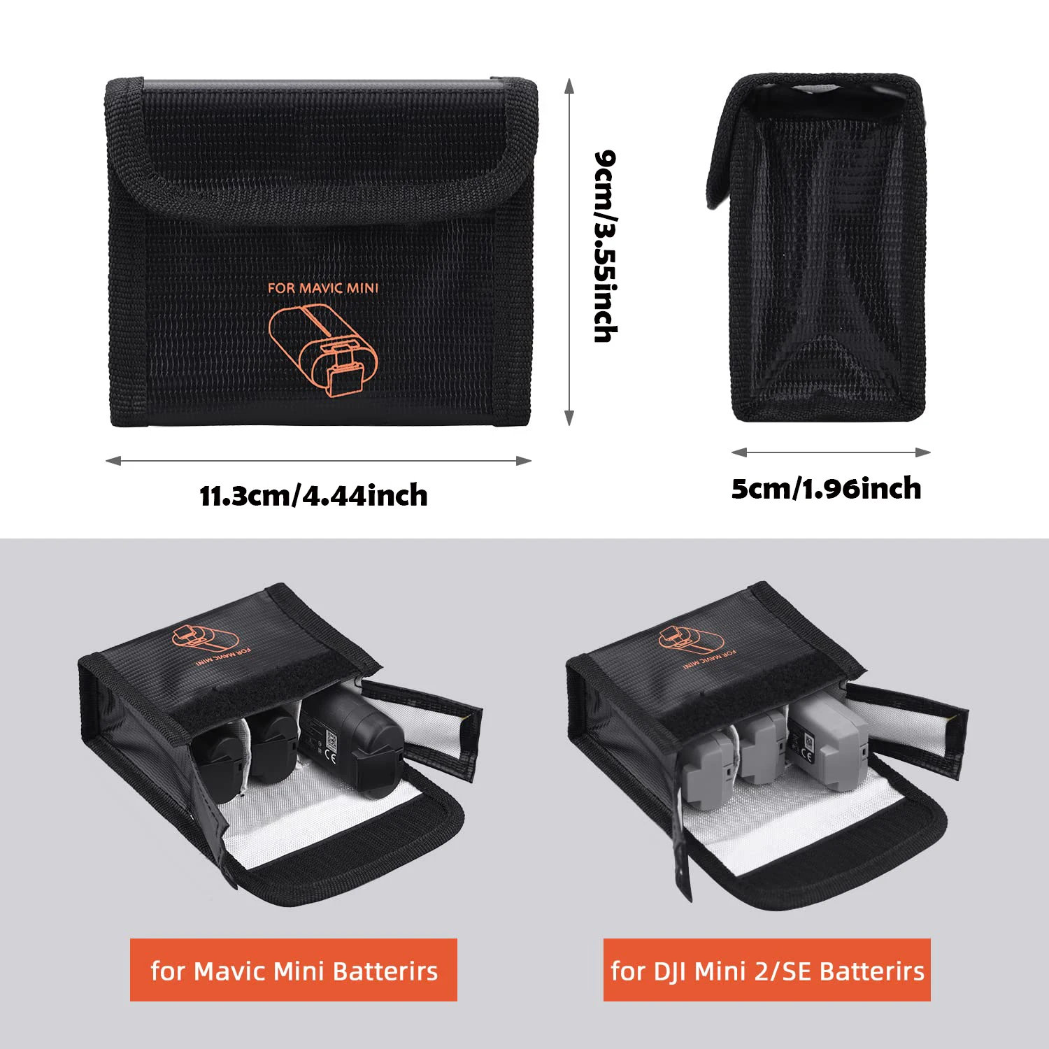 Lipo Battery Safe Bag for DJI Mini 2/Mini 2 SE/Mini SE/Mavic Mini Batteries Protection Storage Case Fireproof Explosion-proof