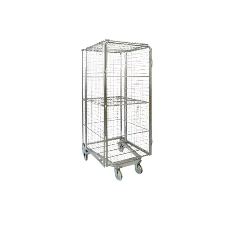 Heavy Duty Foldable Laundry Cage Trolley with Rollers Multifunctional Logistics Cart for Warehouse Storage and Transport