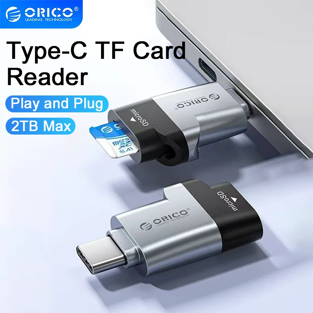 ORICO Card Reader USB-C to Micro SD TF Card OTG Adapter for Laptop PC Tablet Phone Windows Mac OS Support 2TB Memory Card Reader