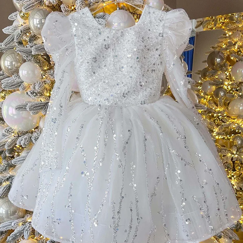 Baby Girls Formal Party Dress Infant Girl Sleeveless Sequins Tulle Ball Gowns Children Vestidos for Wedding Birthday Pageant