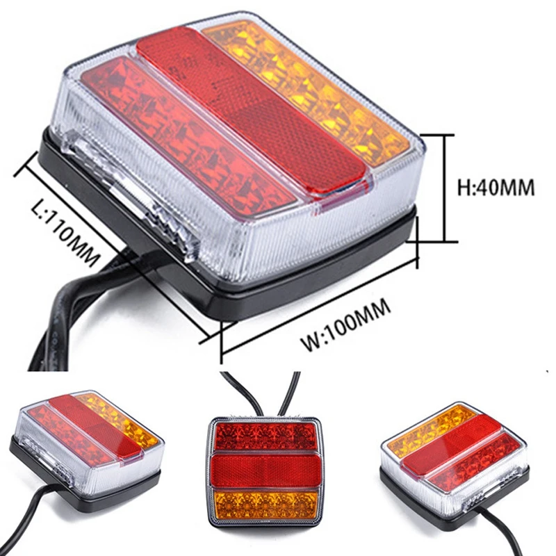 2 Piece 16 Leds Trailer Tail Light With Magnet Combination Towing Taillight Car Truck Tail Light 12V Number Plate Light