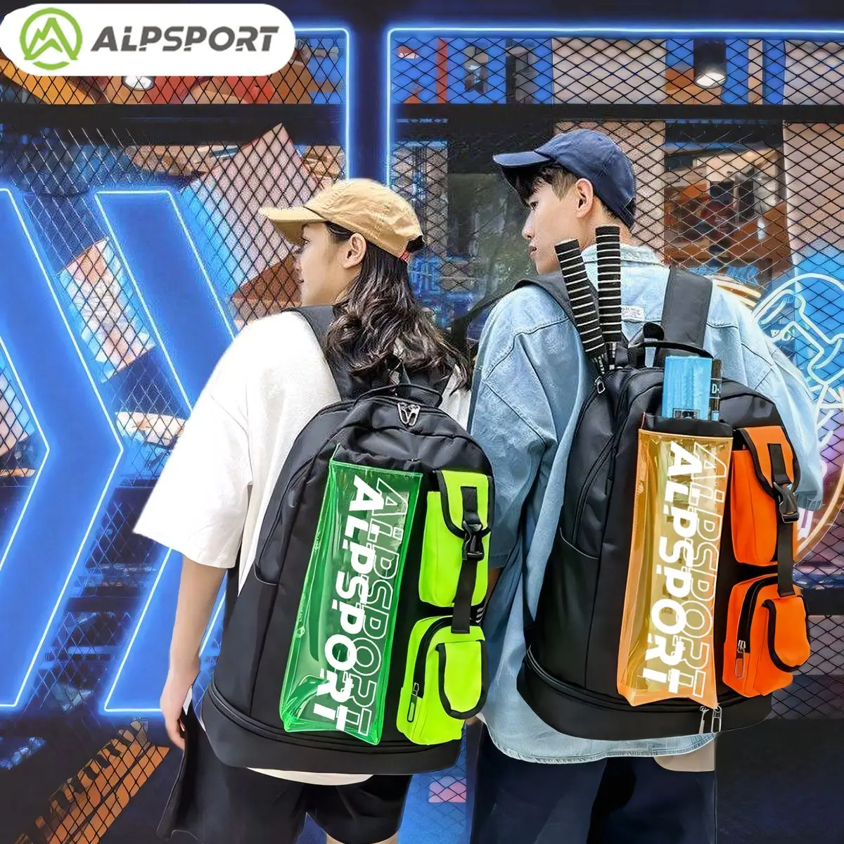 ALP-Bolsa de raqueta de bádminton multifuncional colorida, bolsa de zapatos personalizada, mochila deportiva de gran capacidad para hombres y mujeres, Alpsport