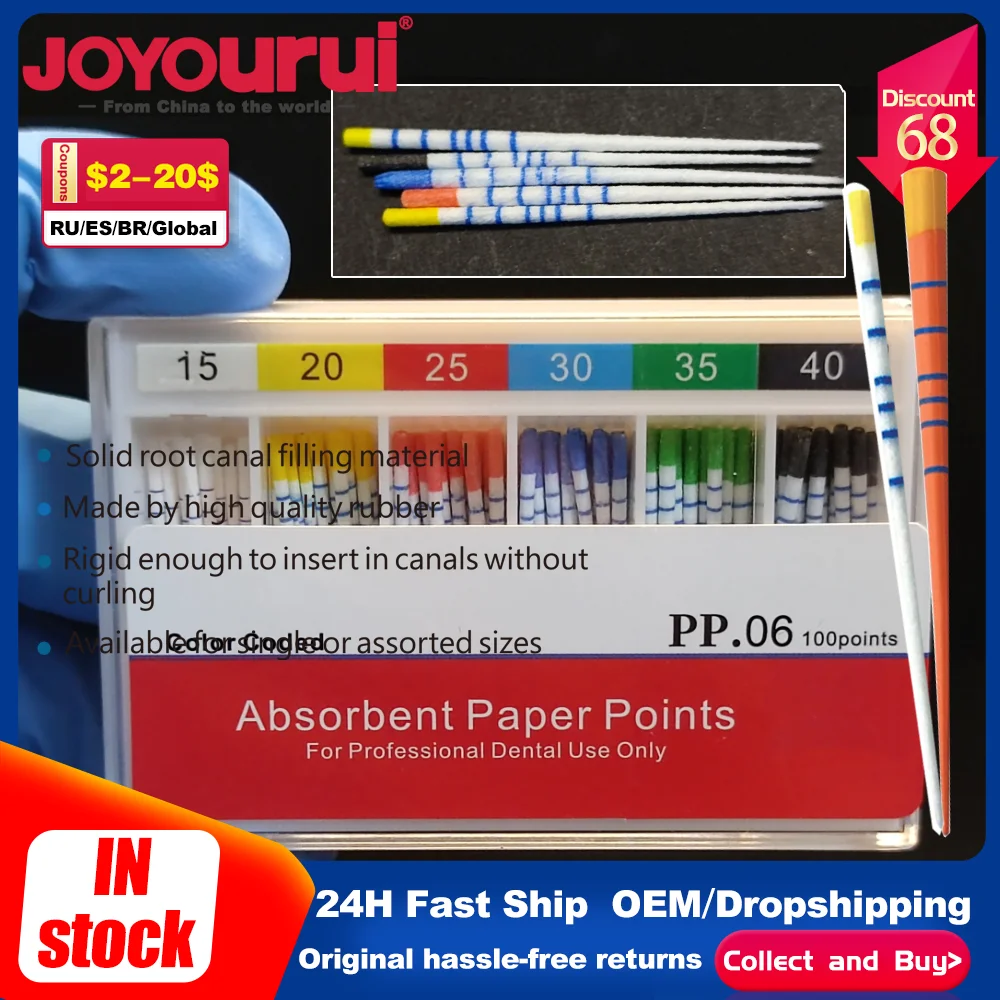 PP06 15-40# GP F1 F2Dental Absorbent Paper Points  With Scale 15-40# Endodontics Absorbent Paper Cone Dental Clinics Consumables