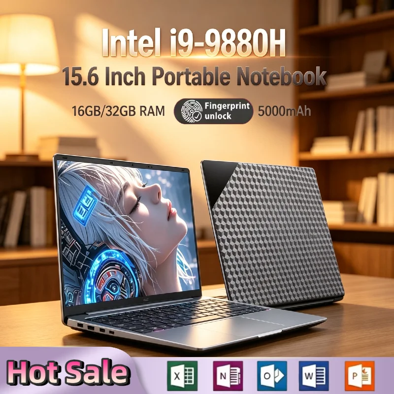 Intel i9 9880H 15.6 Inch Gaming Laptop 8C 16T 2.3GHz 4.8GHz Turbo Fingerprint Backlit Keyboard Ultra Slim High Performance Unit