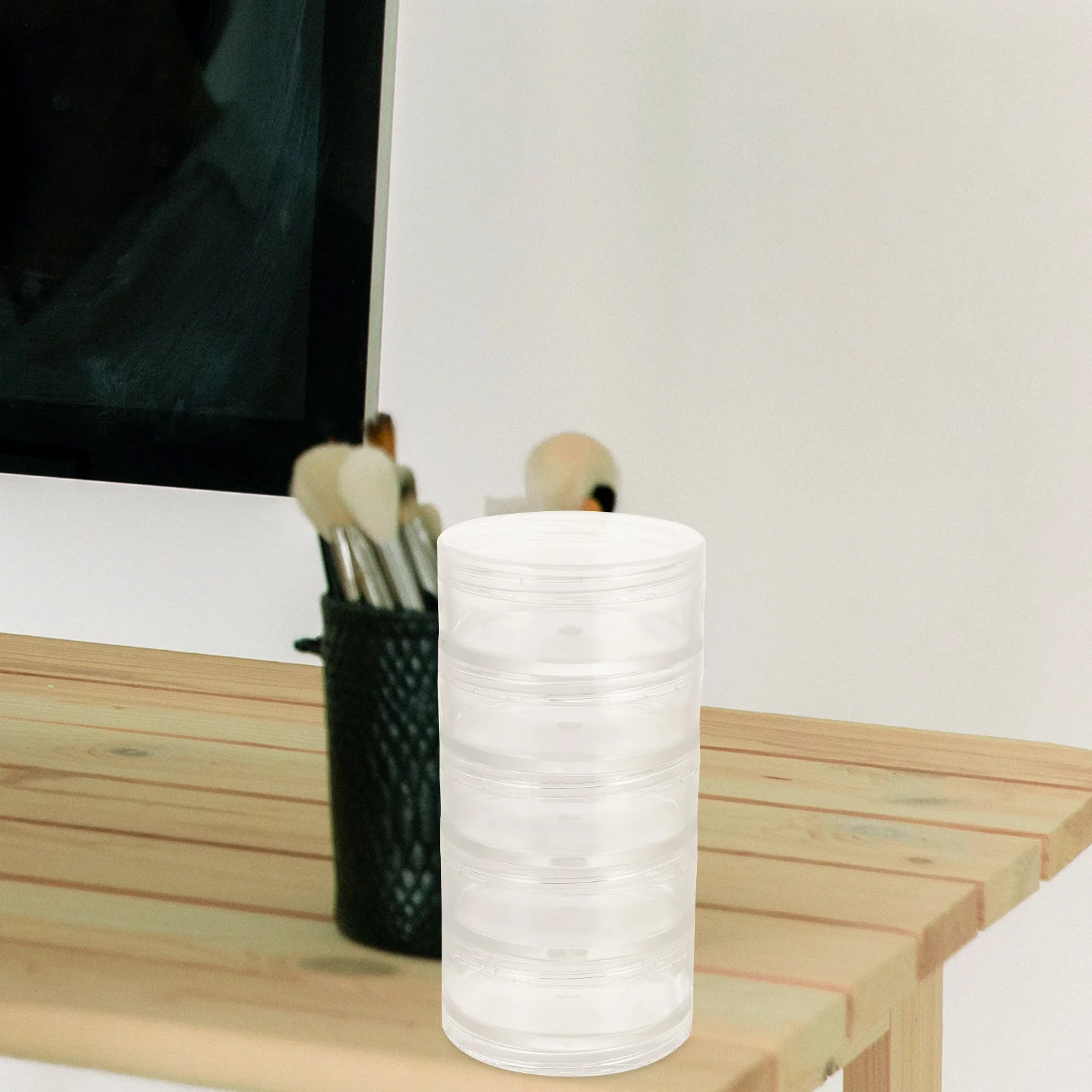 

2 set Transparent Round Bead Organizer Case Jewelry Storage Box For Necklace Earring Small Items Desktop Container Holder