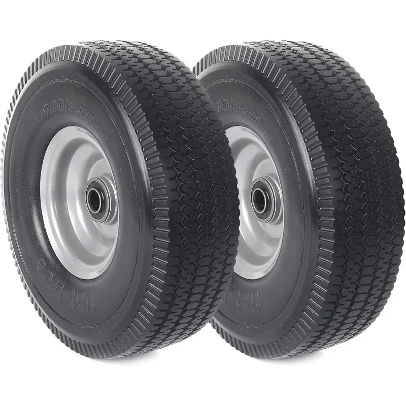 

vulnerable(2-Pack) 10-Inch Solid Wheel Replacement - 4.10/3.50-4 Flat Free Tire and Wheel with 5/8 extra 3/4 &1/2 Bearings